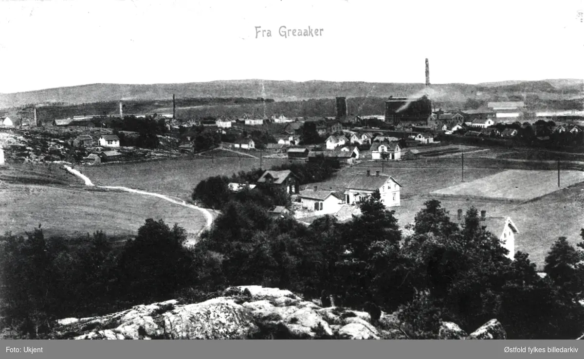 Utsikt fra Greåker fort i Tune mot vest, sett fra forthøyden,