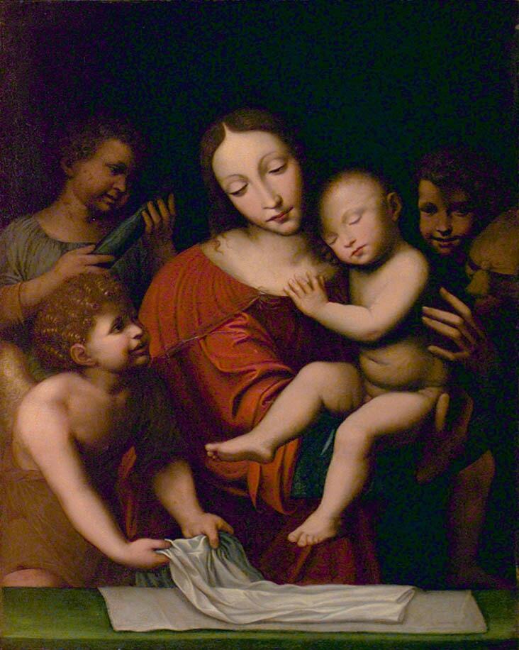 Madonna med barnet och änglar [Måleri]