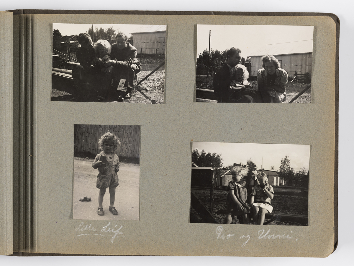 Privat album til fotografen Synnøve Brændshøi med tittel "Sommeren 1943".
 
Albumet inneholder bl.a. bilder fra Atneosen gård, Ringebufjellet. 

Avbildet: Gro, Unni. 
