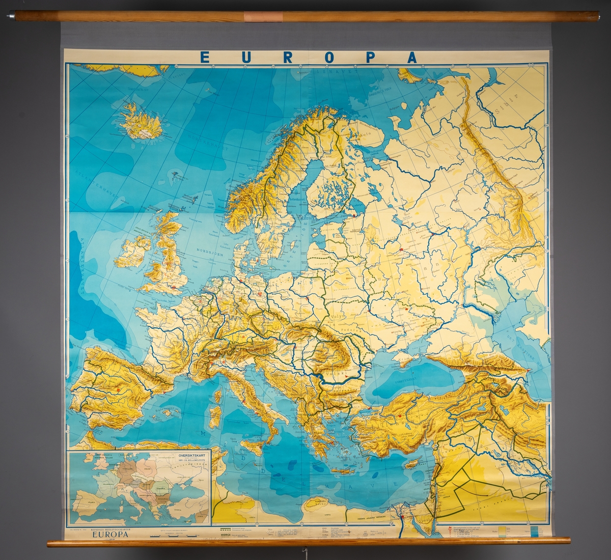 Topografisk, politisk, kart over Europa