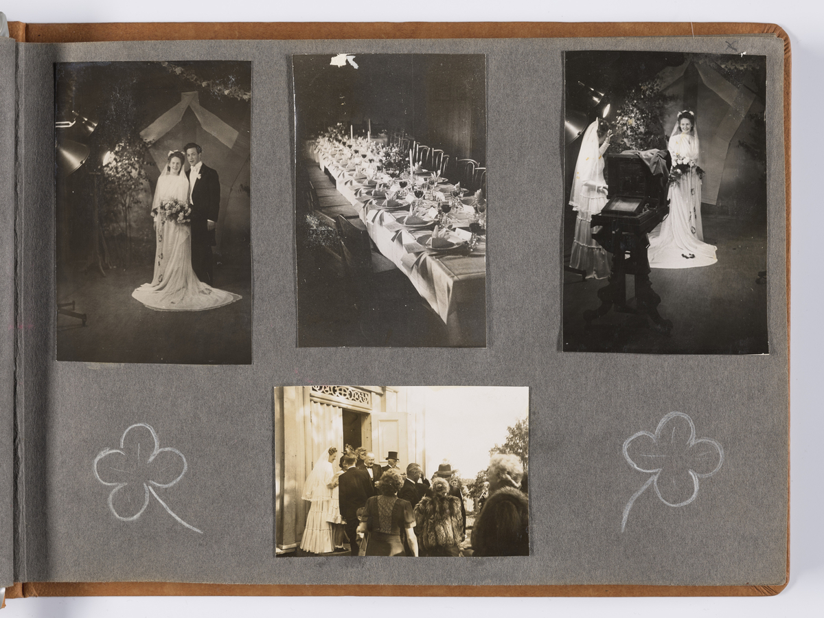 Albumet inneholder bryllupsbilder til Synnøve Brænsdhøi tatt 22.06.1946 og diverse familiebilder. 

Albumet inneholder bilder fra Hovind kirke og bryllupsreise til Danmark: bl.a. Fårevejle kirke og dyrehage (Odense?). 