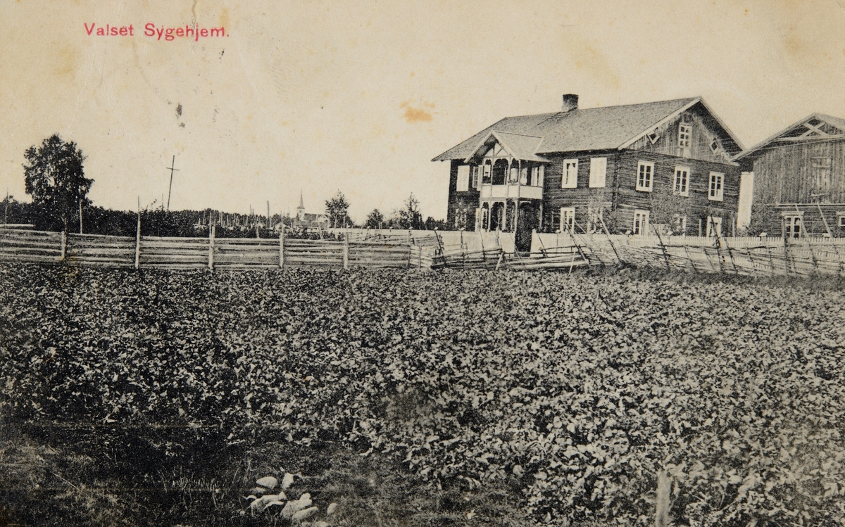 Postkort, Stange, Vallset sykehjem, Presterud nedre, bygd 1888-1889.