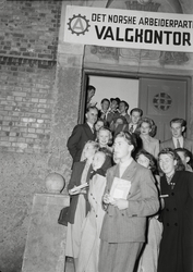 Stortingsvalget 1949. Arbeiderpartiets valglokale i Åsengata
