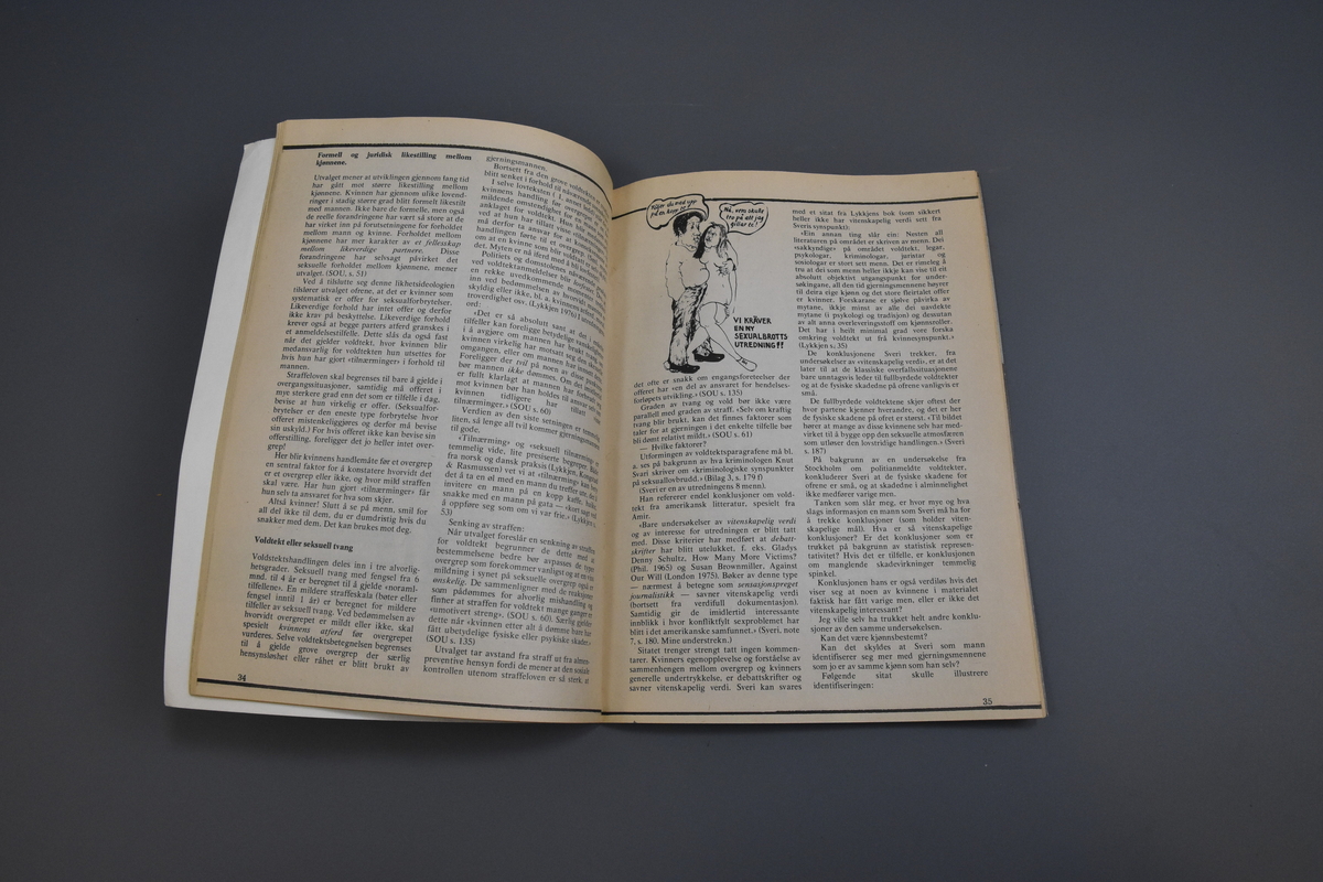 Tidsskrift med tittelen "Kjerringråd. Kvinnepolitisk tidsskrift", nr. 4, 1976. 
"Vi er alle fanger. Et nummer om kriminalitet og vold".