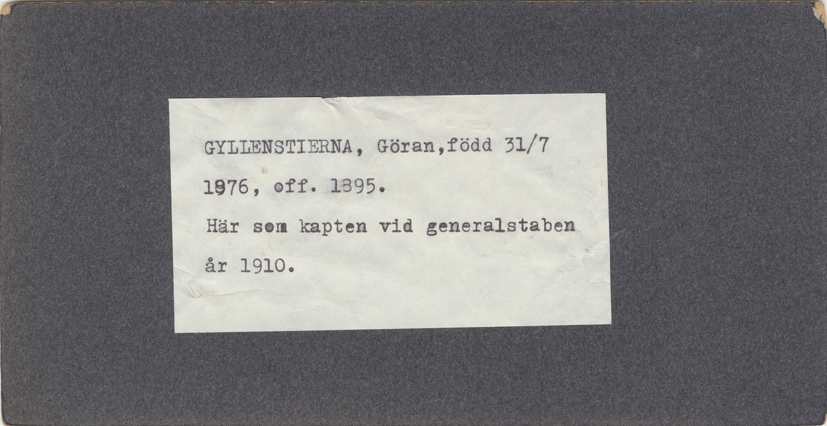 Porträtt av Göran Gyllenstierna, kapten vid Generalstaben.
