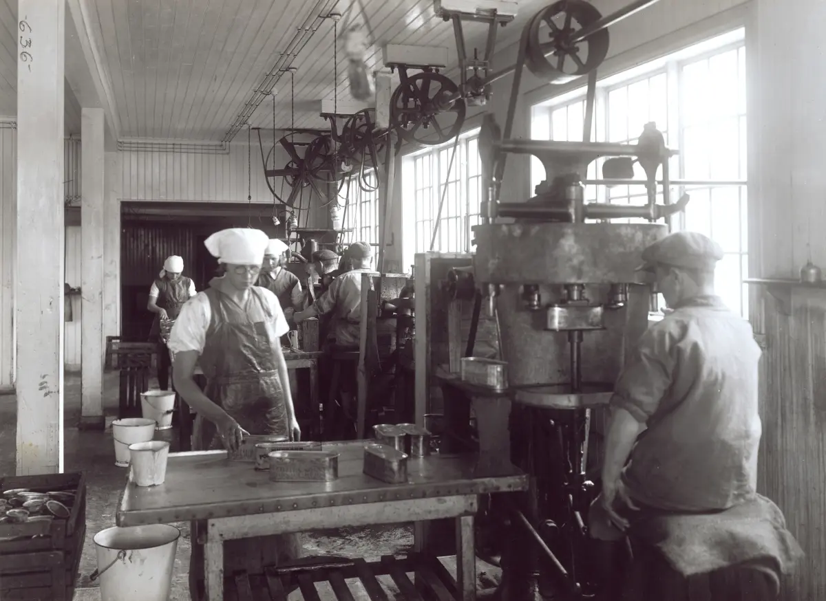 Arbetare vid Munkens konservfabriker, Bohuslän.