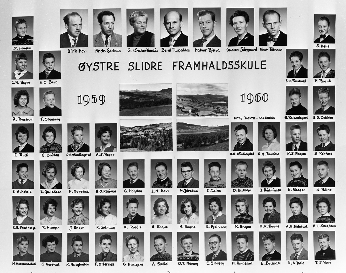 Skulebilete, framhaldskulen i Øystre Slidre 1959-60.