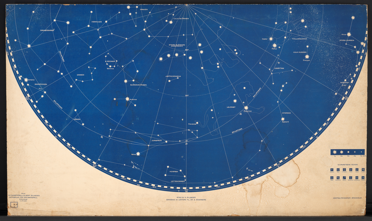 Kart over nordre stjernehimmel.