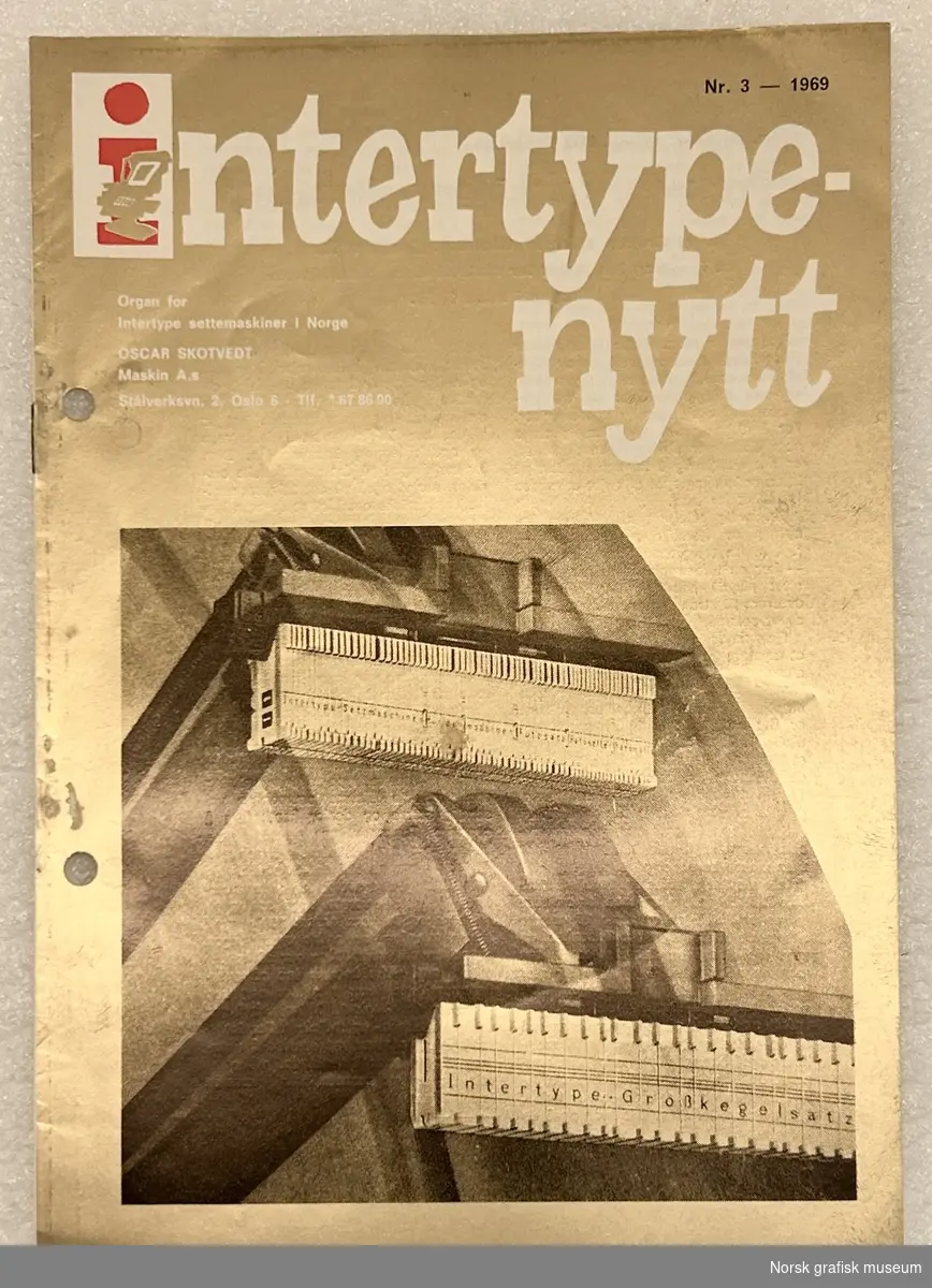 Tidsskriftet Intertype-nytt. Organ for Intertype settemaskiner i Norge.
Nr. 3, 1969