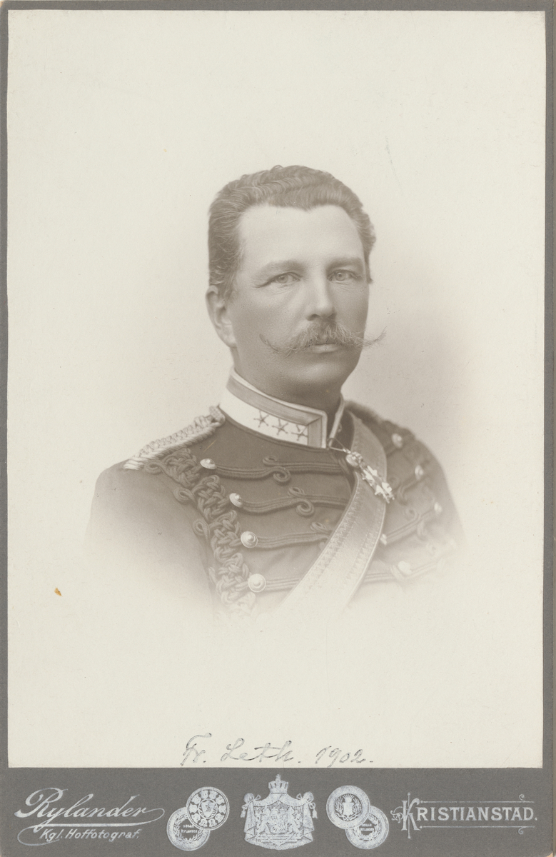 Porträtt av Fredrik Leth, överste och chef för Wendes artilleriregemente.