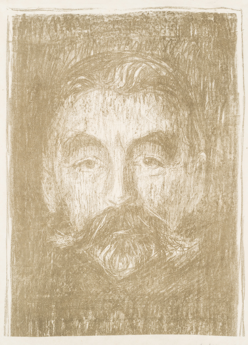 Stéphane Mallarmé (1842-1898) var en fransk symbolistisk dikter. Både dette litografiet og raderingen RMS.00723 (Woll G 98) er sannsynligvis utført etter et fotografi Munch lånte av Mallarmé. De traff hverandre også personlig i Paris (Woll, 2012).