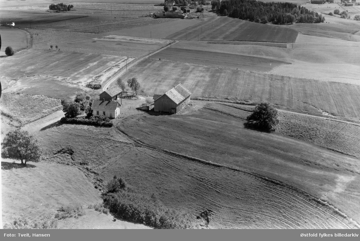 Tangen (gnr. 6 bnr. 3)  i Varteig 8. august 1956. Flyfoto.