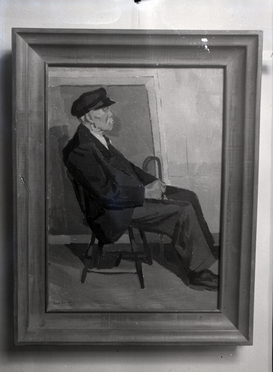 Målning av äldre man. Signaturen har tytts som Sven Ljungberg.