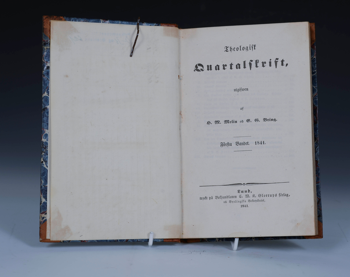 Teologisk kvartalskrift utg. af. H.M Melin g E.G. Bring. I-II Lund 1841-42

Førsta Bandet; 1841.