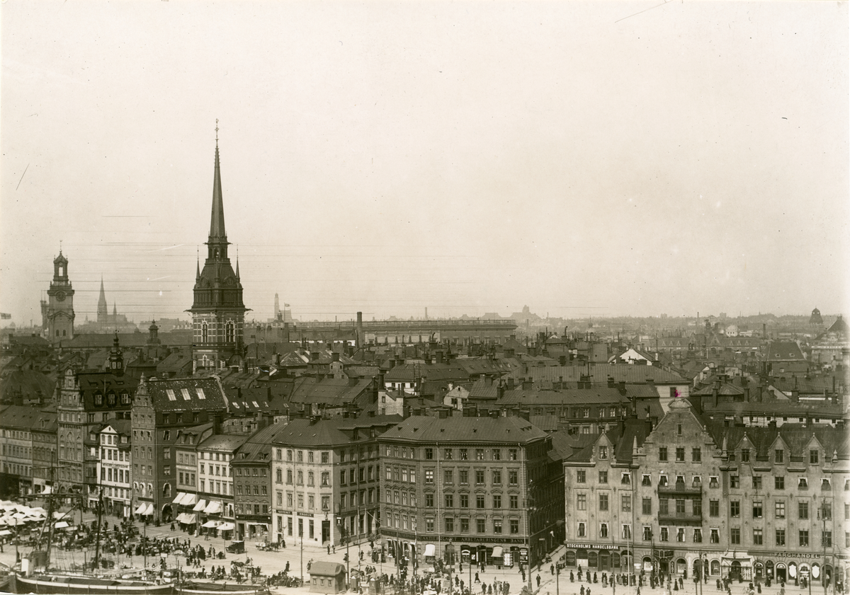 Kornhamnstorg i Stockholm fotograferat på 1910-talet.