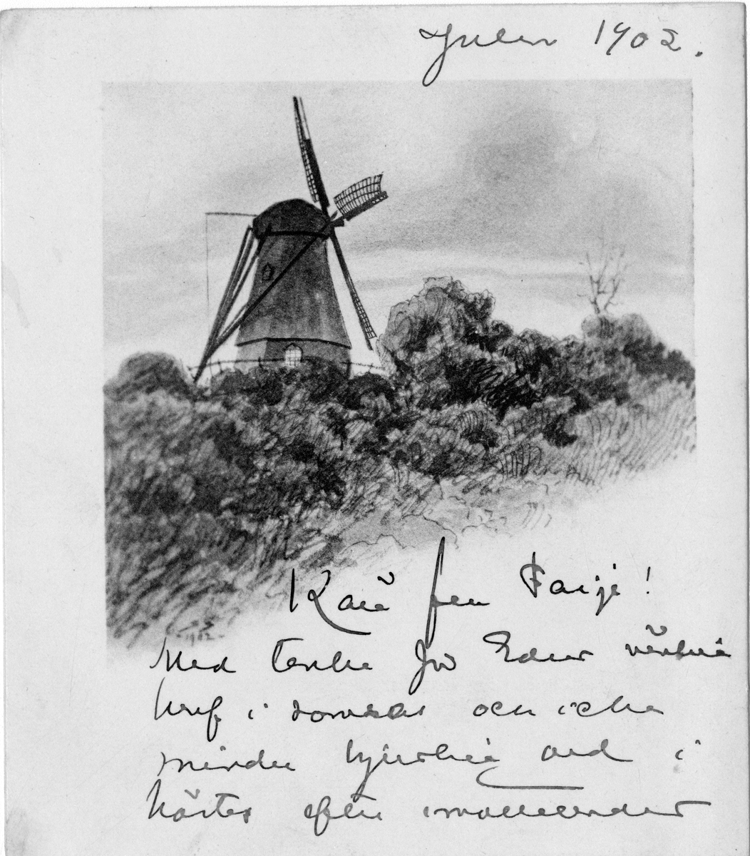 Julehilsen sendt i 1902 til Faye. Postkortet har påskrift både foran og bak