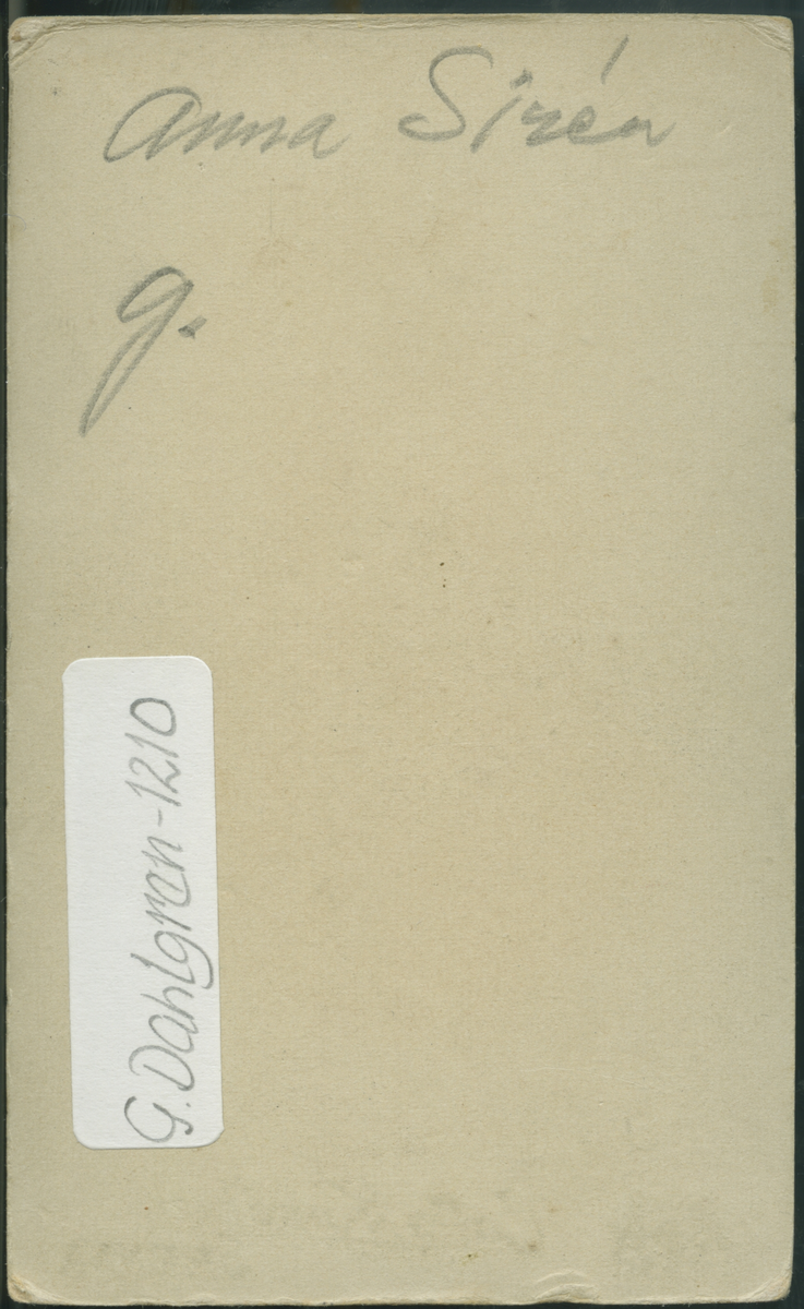 På kuvertet står följande information sammanställd vid museets första genomgång av materialet: Anna Sirén.
Calla Sundbeck Gränna
