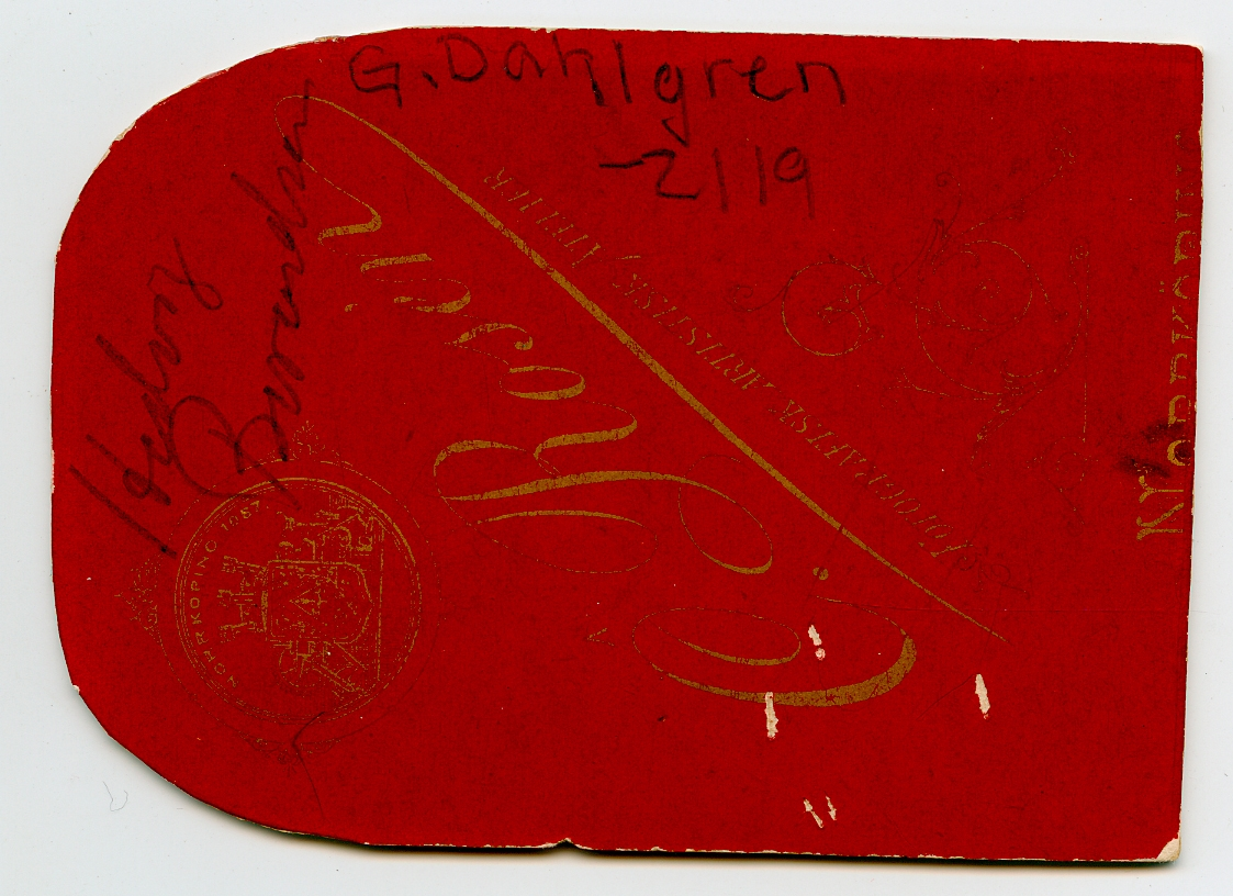 På kuvertet står följande information sammanställd vid museets första genomgång av materialet: Hedvig Brandsén