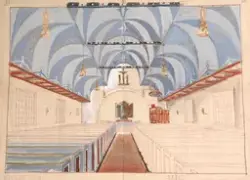 Interiøret i Berg kirke på Senja (1955)