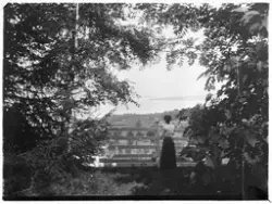 Pauline Hveem (f.Raabe) avbildet nederst i hagen på Evenrud,