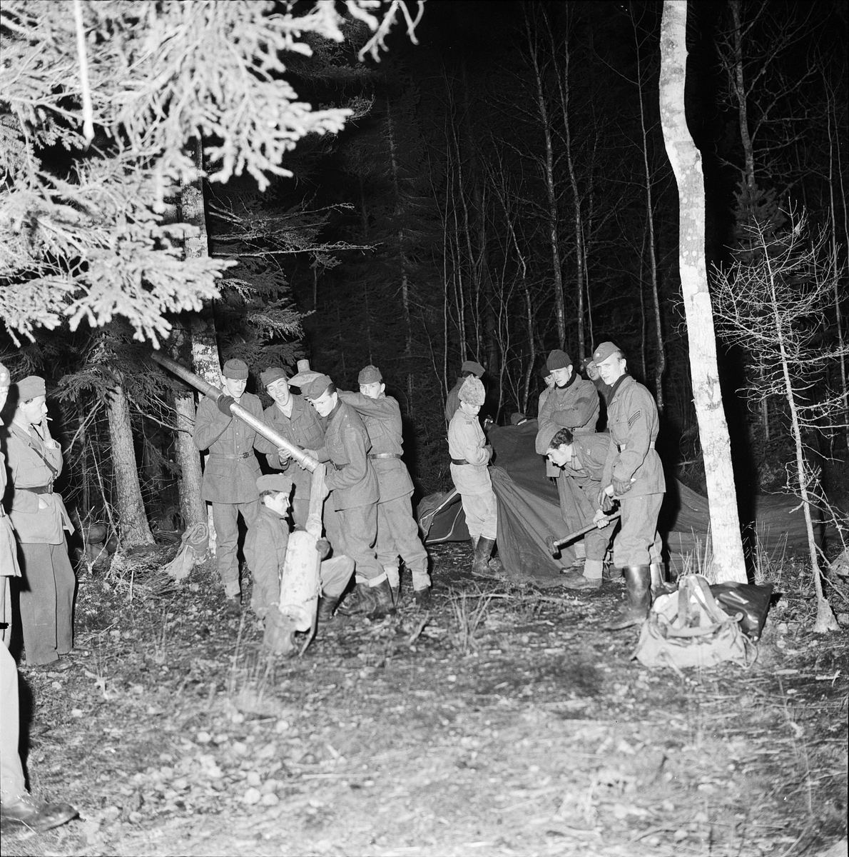 Pojkar på nattövning, Uppland 1962
