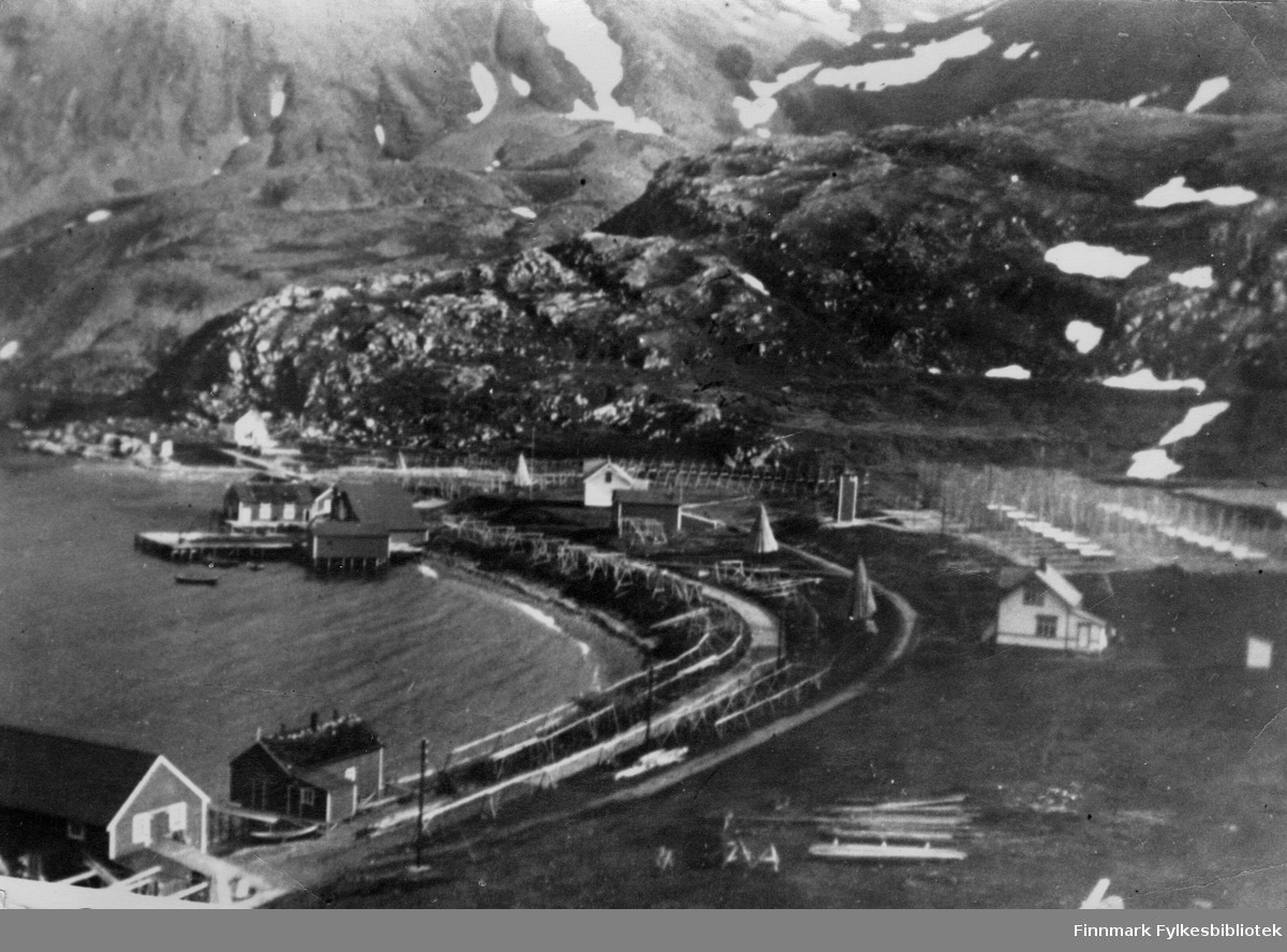 Fiskevær i Tyfjord, antakelig rundt 1938. Bak bildet tekst: "Nerlien 296 Oslo". J.L. Nerlien A/S var et fotografisk firma i Oslo (1878-1968).