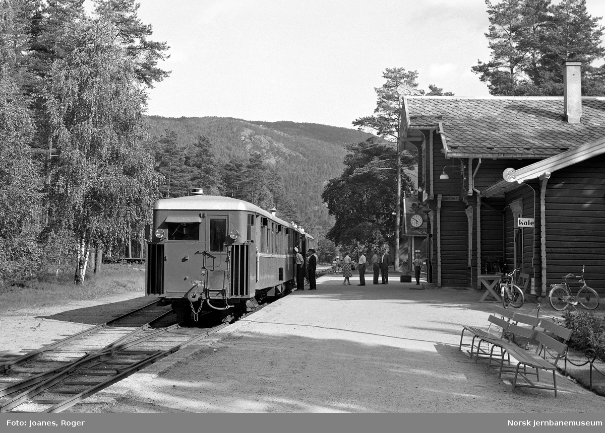 Motorvogntog fra Grovane har ankommet Byglandsfjord stasjon.