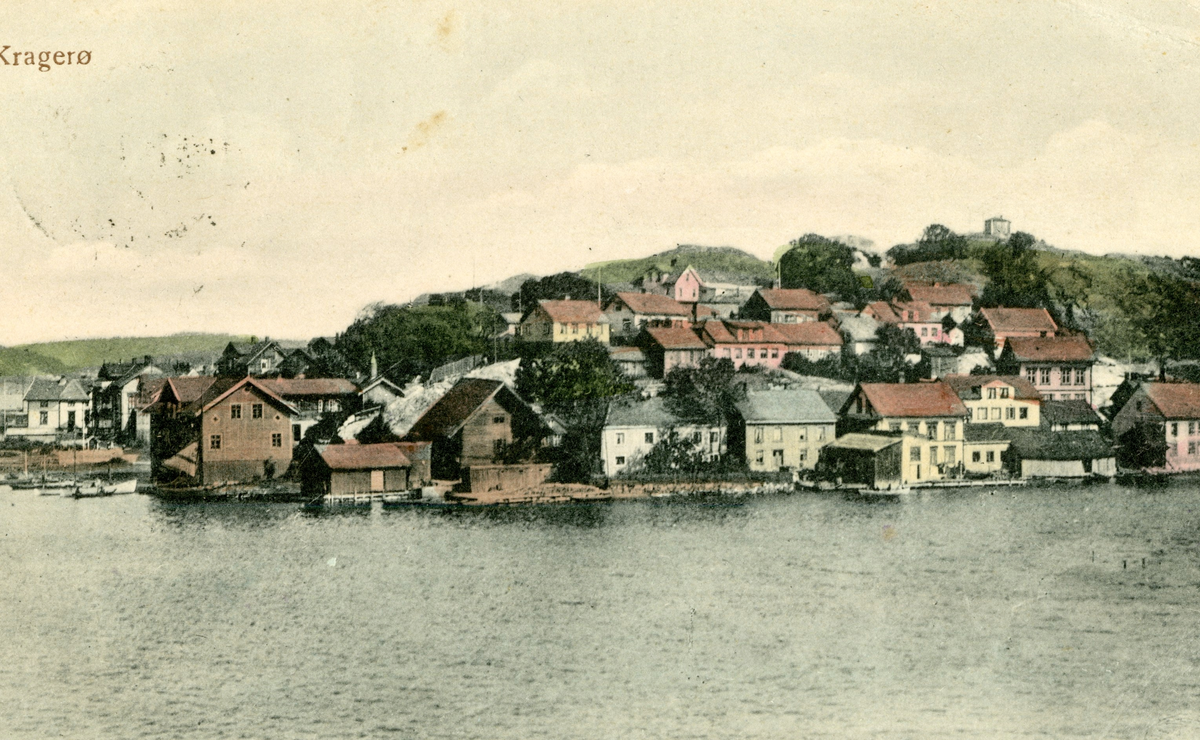 Postkort fra Kragerø. Øya sett fra Gunnarsholmen.
