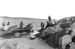 Sildefiske på Hvaler ca. 1890. Noen av fiskerne har på seg s