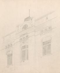 Fra Finansdepartementets fasade [Eksteriørperspektiv]