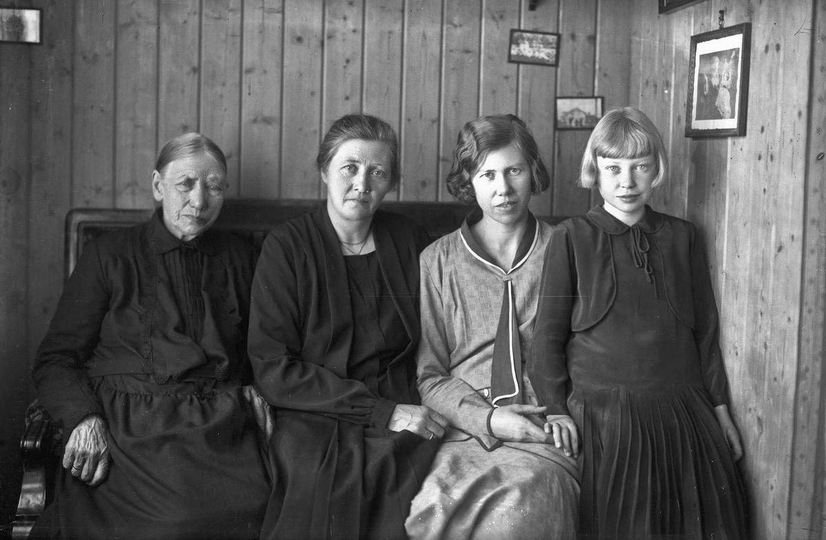 Sannsynligvis familien Hilde. 1910-20. Jenta til høyre ble senere bestyrer på Eidsvoll Kommunale Husmorskole.