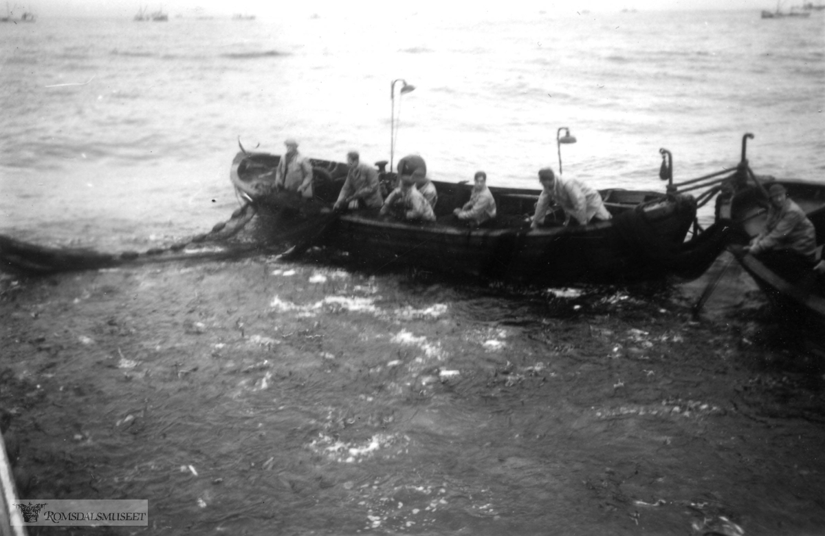 Forsøk, sildefiske med dorry båter og sildenoter. Særoppgave av Venche Hammerø. (Romsdalsarkivet)