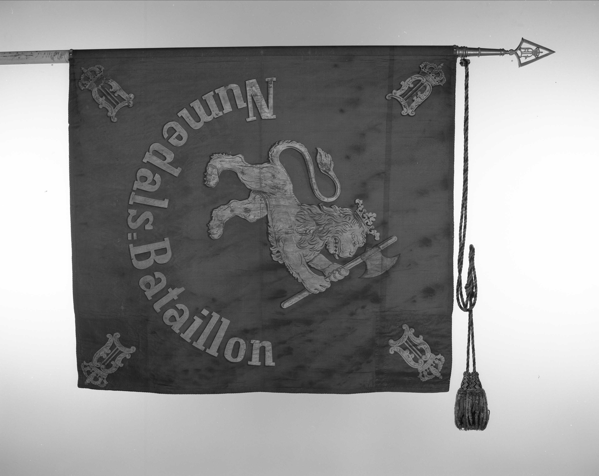 2.Akershusiske infanteribrigade.O.II.
Rød silkefane. Midt på Den norske løve. I hjørnen O II monogram. 