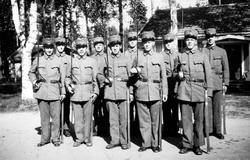 Gruppe soldater fra Opplandske Dragonregiment, Gardemoen, op