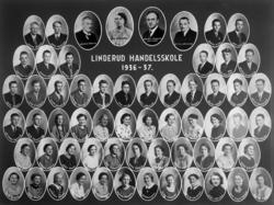 Stor gr: skoleelever, montasje, Linderud Handelsskole, Hamar