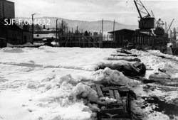 Tjømekrankaia i Drammen, fotografert vinteren 1966, da Union