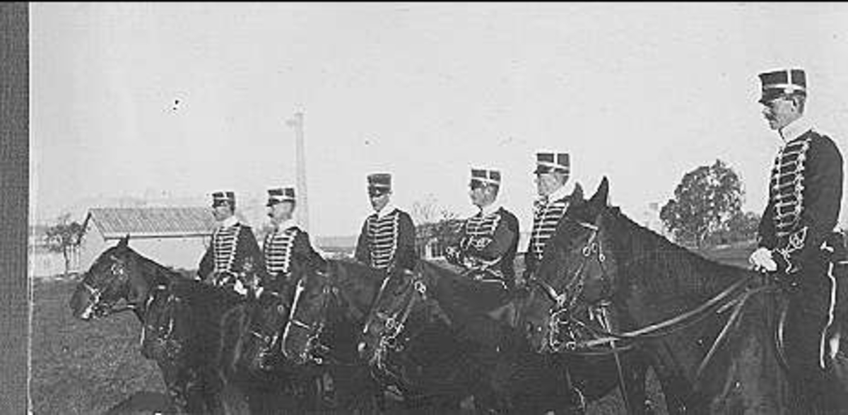 Från vänster: John Montgomery, Gustaf Ludvig Hamilton, Robert montgomery, Fritz von Essen, C von Rosen, Carl Philip Klingspor.