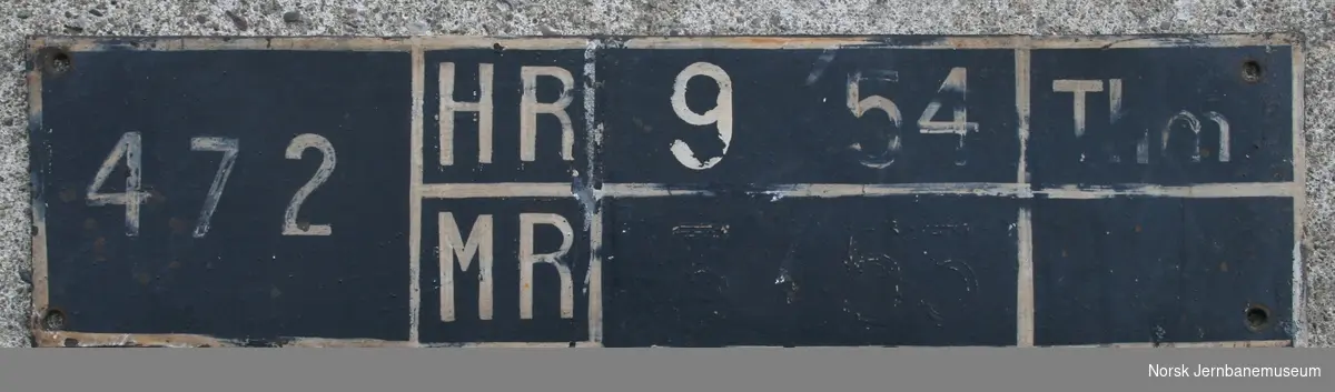 Nummerskilt fra tender damplokomotiv type 49c nr. 472