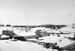 Bru over Glomma ved Sarpsfossen under bygging