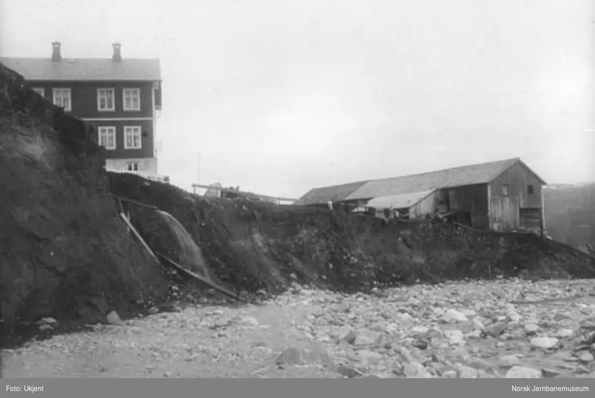 Skinnegangen ved Brusletto på Geilo flomskaden i mai 1917 da Bardøla rev med seg jernbanefyllingen