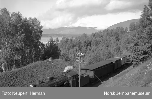 Godstog på vei sørover, fotografert litt sør for Lillehammer