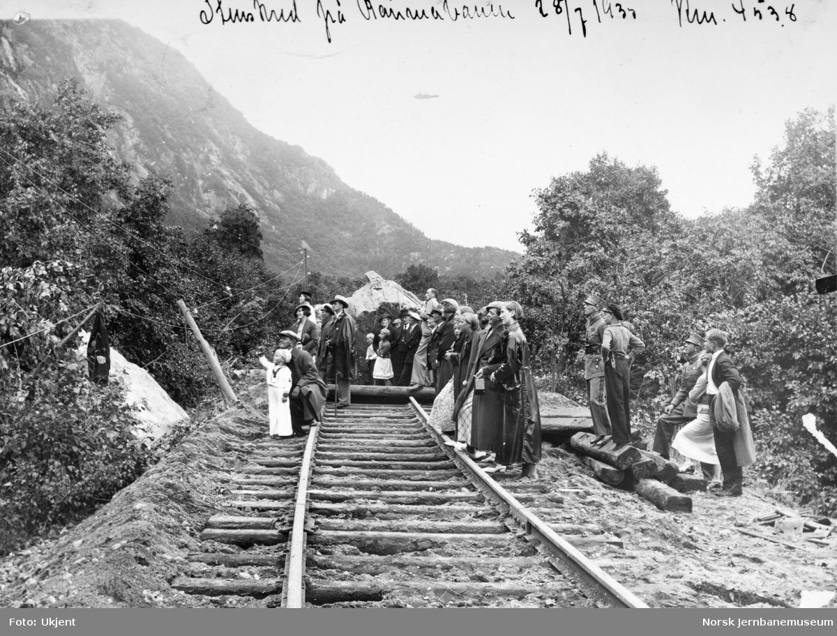Steinskred på Raumabanen km 453,8 28. juli 1935