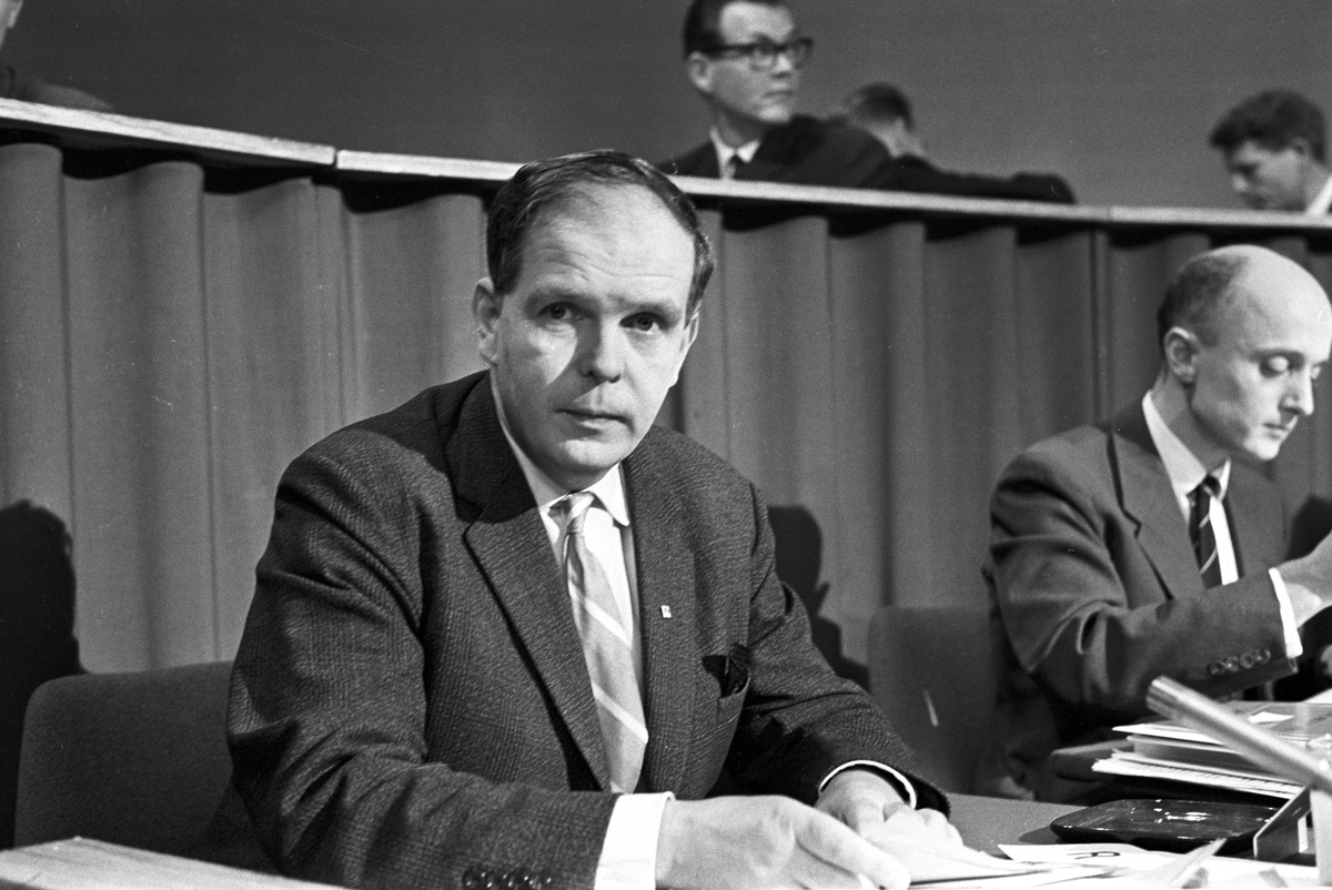 Serie. Fra stortingsvalget 1965. Valgdebatt. Fotografert 1965.