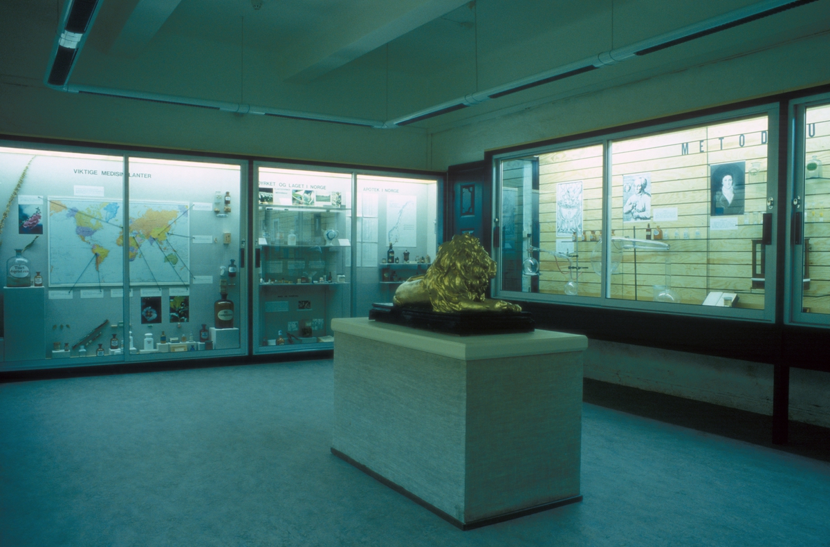 Permanent utstilling i andre etasje på Norsk Farmasihistorisk museum, montert 1987. Fremstilling av medisin gjennom tidene. 
