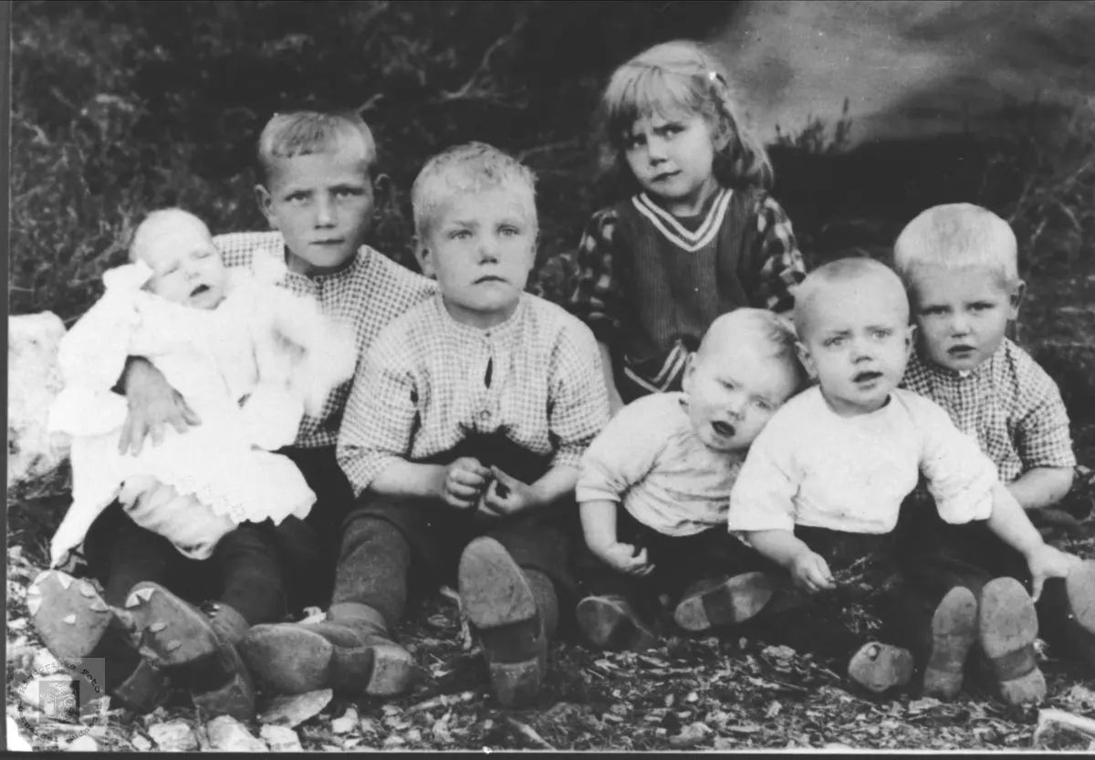Søskenportertt Olsen, et av disse barna ble bosatt på Skuland i Laudal.