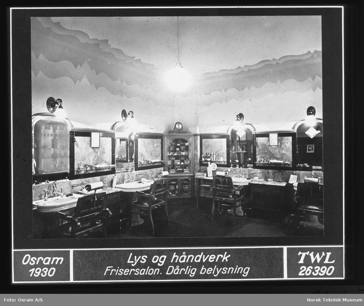 Frisørsalong, interiør, 1930