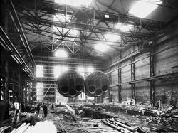 Interiør fra dieselmotorverkstedet ved Akers mek. Verksted