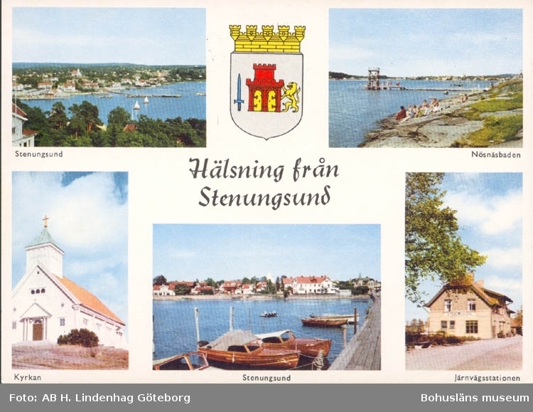 Tryckt text på kortet: "Hälsning från Stenungsund."