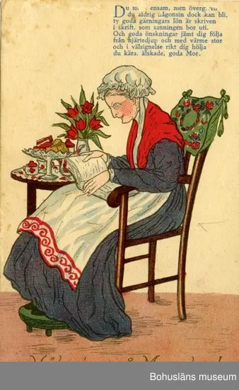 Notering Pa Kortet I Tidig Morgonstund Vi Ga Att Mor Pa Sangen Taga Fa Och Mors Dags Kaffe Bjuda Pa Ty Mor Hon Ar Allt Bast Anda Halsning Pa Mors Dag Bohuslans Museum