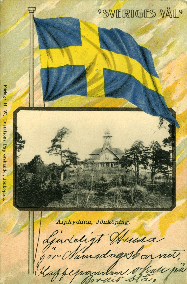 Alphyddan i Jönköpings stadspark. Vykort postat 1905.